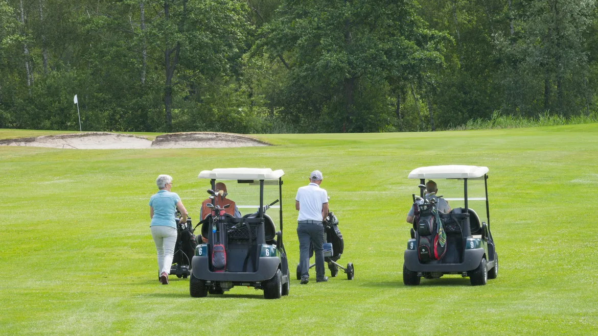 Flight van 4 mensen met buggies en trollies